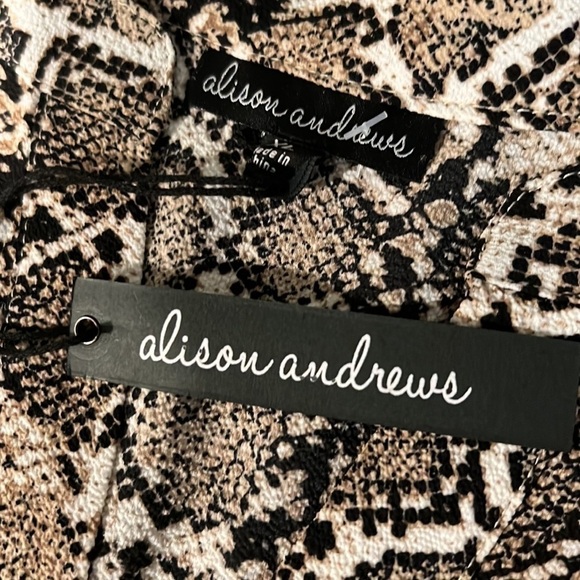 Alison Andrews Snakeskin Yellow Stripe Sleeveless Blouse XL - Picture 9 of 12